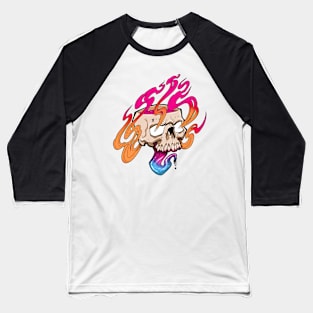 Smoking skull Baseball T-Shirt